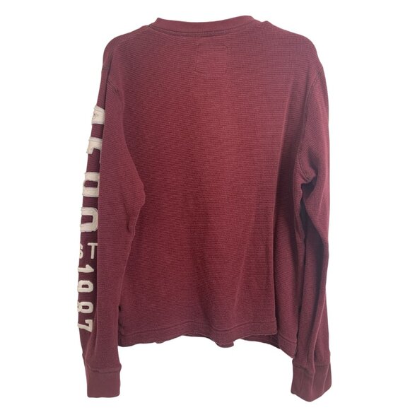 Aeropostale Vintage Y2K Henley Waffle Knit Burgundy Sweater Shirt Size L - Picture 3 of 8